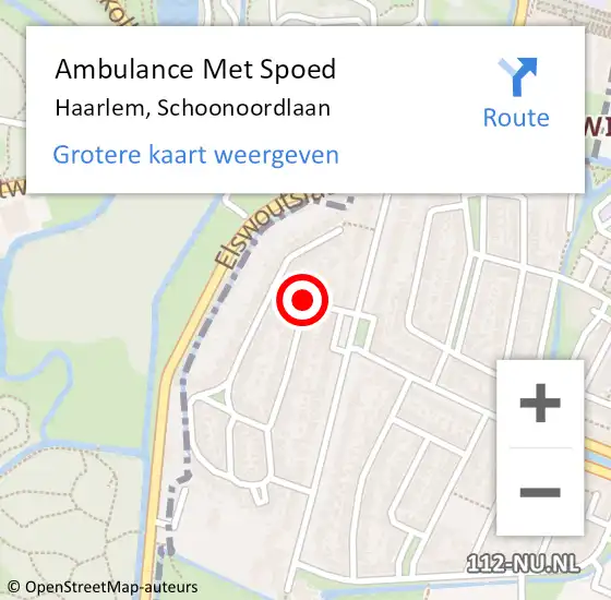 Locatie op kaart van de 112 melding: Ambulance Met Spoed Naar Haarlem, Schoonoordlaan op 4 maart 2019 03:04