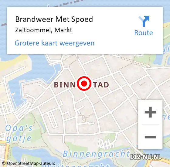 Locatie op kaart van de 112 melding: Brandweer Met Spoed Naar Zaltbommel, Markt op 4 maart 2019 06:14