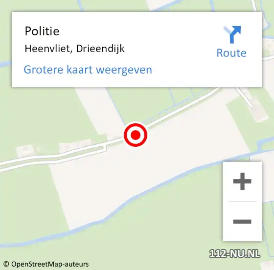 Locatie op kaart van de 112 melding: Politie Heenvliet, Drieendijk op 4 maart 2019 06:25