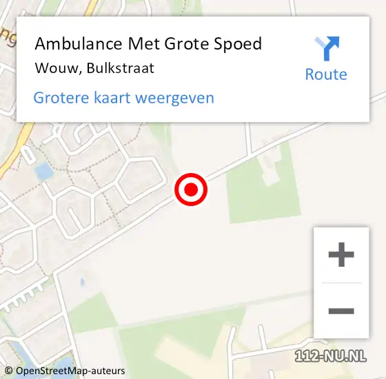 Locatie op kaart van de 112 melding: Ambulance Met Grote Spoed Naar Wouw, Bulkstraat op 4 maart 2019 07:24