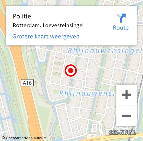 Locatie op kaart van de 112 melding: Politie Rotterdam, Loevesteinsingel op 4 maart 2019 07:33