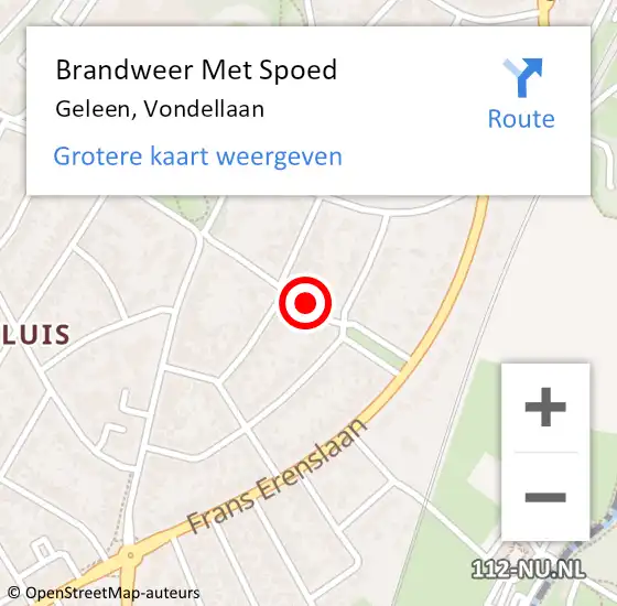 Locatie op kaart van de 112 melding: Brandweer Met Spoed Naar Geleen, Vondellaan op 4 maart 2019 07:38