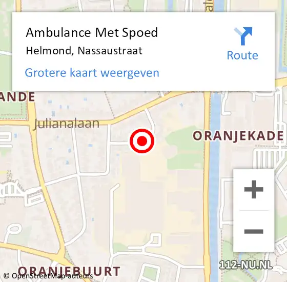 Locatie op kaart van de 112 melding: Ambulance Met Spoed Naar Helmond, Nassaustraat op 4 maart 2019 09:18