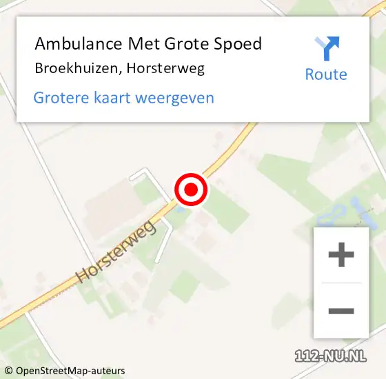 Locatie op kaart van de 112 melding: Ambulance Met Grote Spoed Naar Broekhuizen, Horsterweg op 4 maart 2019 10:48