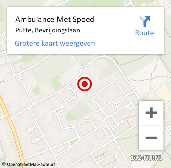 Locatie op kaart van de 112 melding: Ambulance Met Spoed Naar Putte, Bevrijdingslaan op 25 maart 2014 11:17