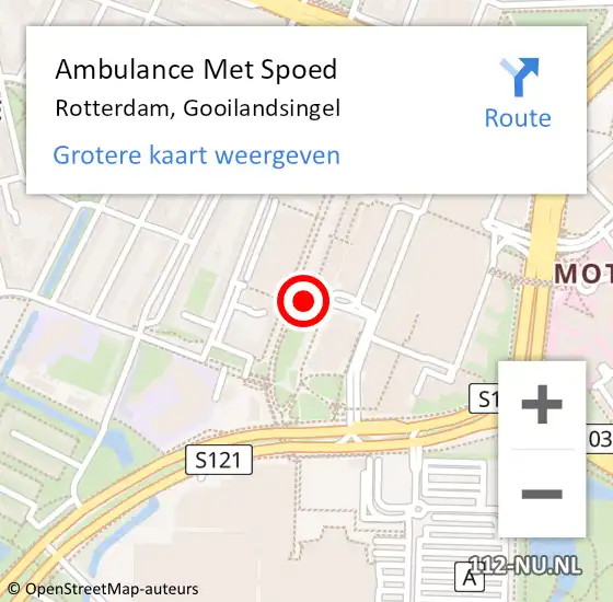 Locatie op kaart van de 112 melding: Ambulance Met Spoed Naar Rotterdam, Gooilandsingel op 4 maart 2019 13:16