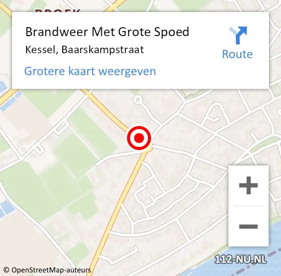 Locatie op kaart van de 112 melding: Brandweer Met Grote Spoed Naar Kessel, Baarskampstraat op 4 maart 2019 13:27