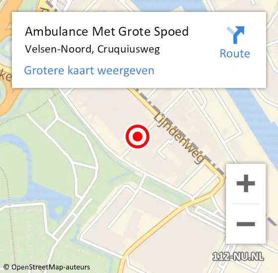 Locatie op kaart van de 112 melding: Ambulance Met Grote Spoed Naar Velsen-Noord, Cruquiusweg op 4 maart 2019 13:48