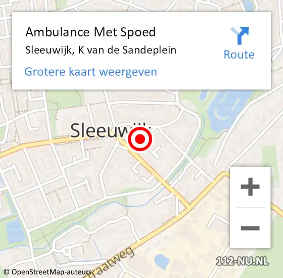 Locatie op kaart van de 112 melding: Ambulance Met Spoed Naar Sleeuwijk, K van de Sandeplein op 4 maart 2019 14:47