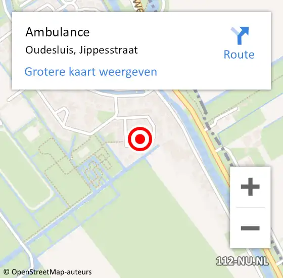 Locatie op kaart van de 112 melding: Ambulance Oudesluis, Jippesstraat op 4 maart 2019 15:22