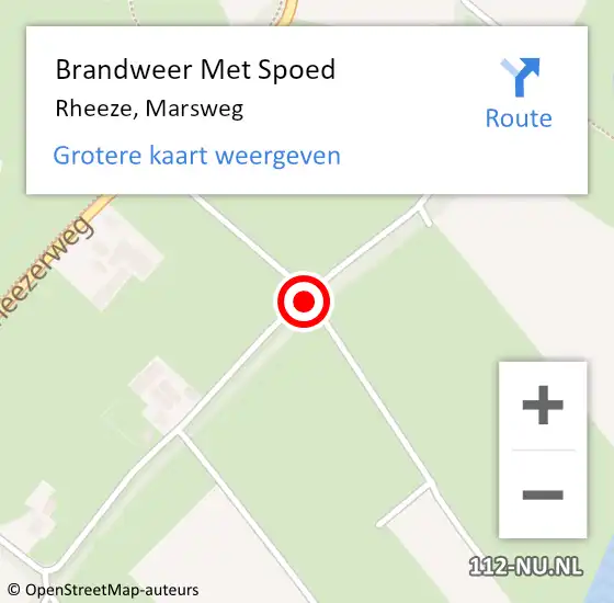 Locatie op kaart van de 112 melding: Brandweer Met Spoed Naar Rheeze, Marsweg op 4 maart 2019 16:23