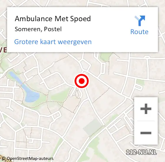 Locatie op kaart van de 112 melding: Ambulance Met Spoed Naar Someren, Postel op 4 maart 2019 17:18