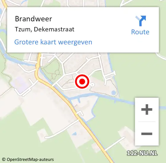 Locatie op kaart van de 112 melding: Brandweer Tzum, Dekemastraat op 4 maart 2019 17:28