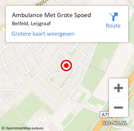 Locatie op kaart van de 112 melding: Ambulance Met Grote Spoed Naar Belfeld, Leijgraaf op 4 maart 2019 18:26