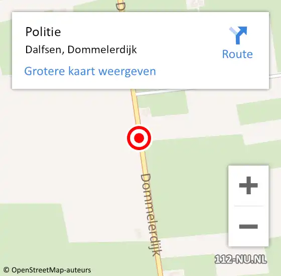 Locatie op kaart van de 112 melding: Politie Dalfsen, Dommelerdijk op 4 maart 2019 18:34