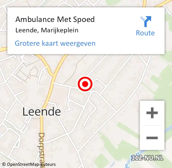 Locatie op kaart van de 112 melding: Ambulance Met Spoed Naar Leende, Marijkeplein op 4 maart 2019 18:45