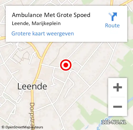 Locatie op kaart van de 112 melding: Ambulance Met Grote Spoed Naar Leende, Marijkeplein op 4 maart 2019 19:04