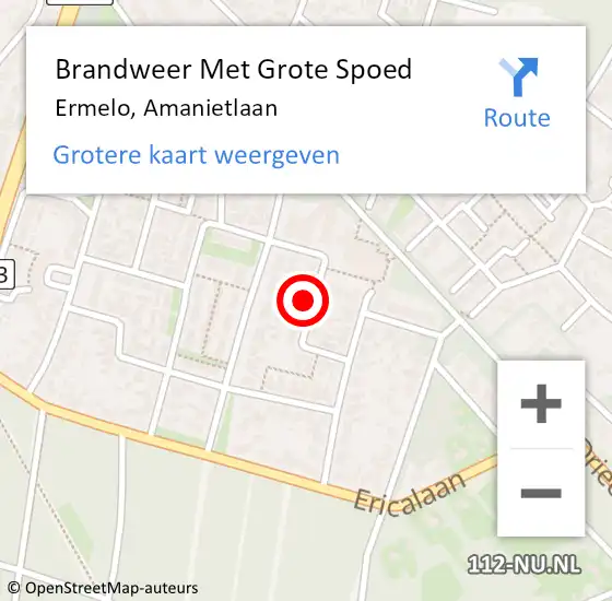 Locatie op kaart van de 112 melding: Brandweer Met Grote Spoed Naar Ermelo, Amanietlaan op 25 maart 2014 11:52