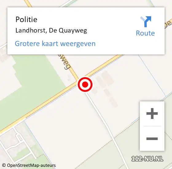 Locatie op kaart van de 112 melding: Politie Landhorst, De Quayweg op 25 maart 2014 11:55