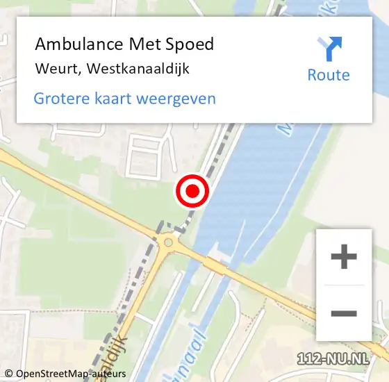 Locatie op kaart van de 112 melding: Ambulance Met Spoed Naar Weurt, Westkanaaldijk op 4 maart 2019 20:42