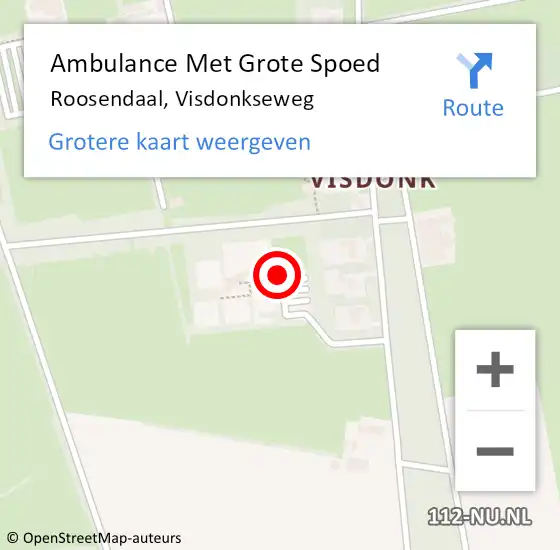 Locatie op kaart van de 112 melding: Ambulance Met Grote Spoed Naar Roosendaal, Visdonkseweg op 4 maart 2019 21:27