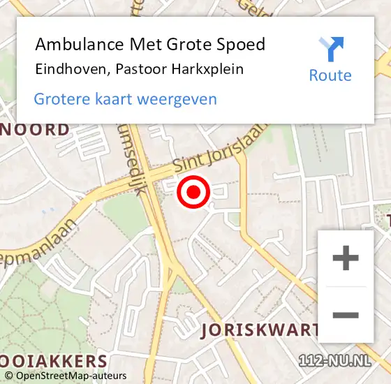 Locatie op kaart van de 112 melding: Ambulance Met Grote Spoed Naar Eindhoven, Pastoor Harkxplein op 4 maart 2019 21:47