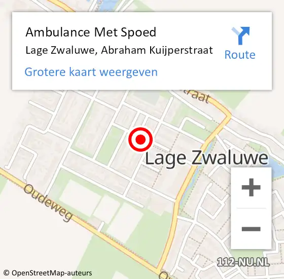 Locatie op kaart van de 112 melding: Ambulance Met Spoed Naar Lage Zwaluwe, Abraham Kuijperstraat op 4 maart 2019 21:48