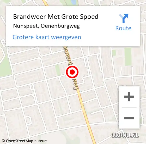 Locatie op kaart van de 112 melding: Brandweer Met Grote Spoed Naar Nunspeet, Oenenburgweg op 4 maart 2019 23:51