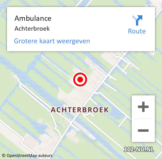 Locatie op kaart van de 112 melding: Ambulance Achterbroek op 5 maart 2019 00:14