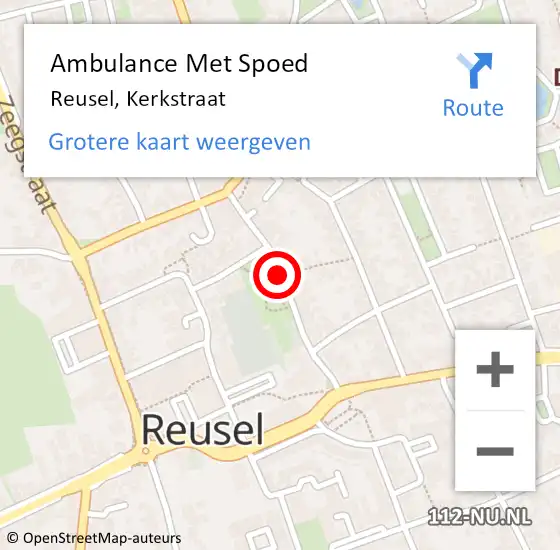 Locatie op kaart van de 112 melding: Ambulance Met Spoed Naar Reusel, Kerkstraat op 5 maart 2019 01:38