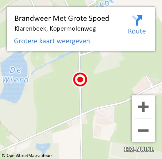 Locatie op kaart van de 112 melding: Brandweer Met Grote Spoed Naar Klarenbeek, Kopermolenweg op 25 maart 2014 12:15