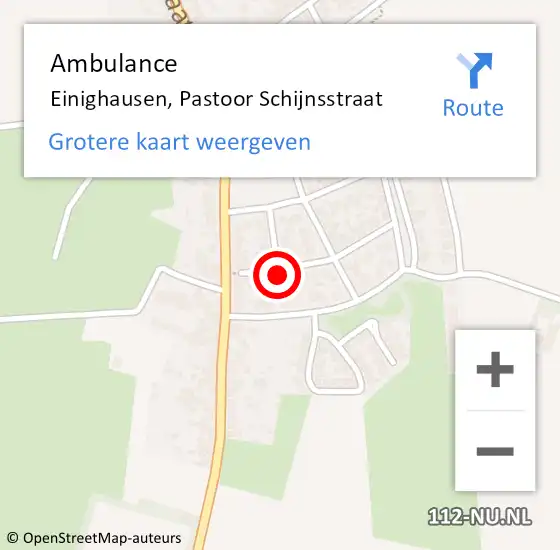 Locatie op kaart van de 112 melding: Ambulance Einighausen, Pastoor Schijnsstraat op 25 maart 2014 12:17