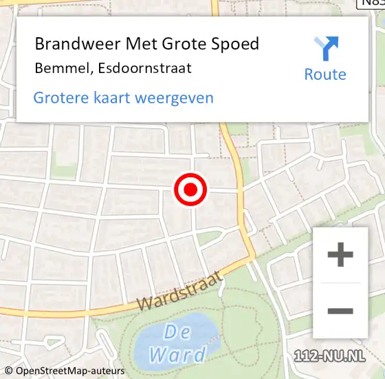 Locatie op kaart van de 112 melding: Brandweer Met Grote Spoed Naar Bemmel, Esdoornstraat op 5 maart 2019 06:50