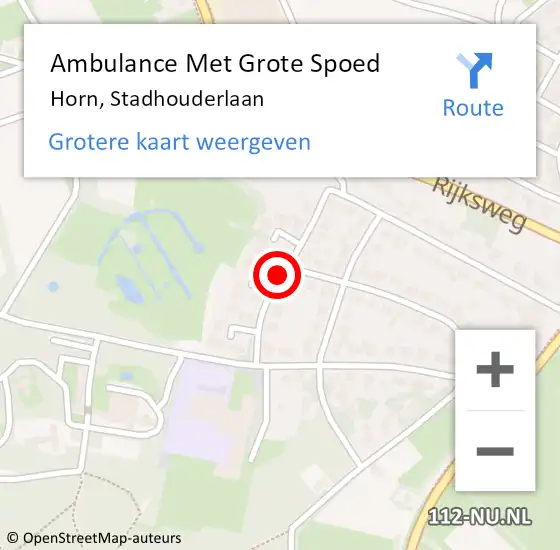 Locatie op kaart van de 112 melding: Ambulance Met Grote Spoed Naar Horn, Stadhouderlaan op 5 maart 2019 07:59