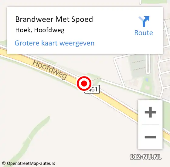 Locatie op kaart van de 112 melding: Brandweer Met Spoed Naar Hoek, Hoofdweg op 5 maart 2019 08:41