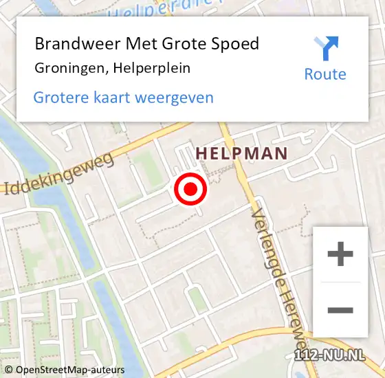 Locatie op kaart van de 112 melding: Brandweer Met Grote Spoed Naar Groningen, Helperplein op 5 maart 2019 08:42