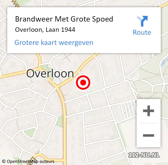 Locatie op kaart van de 112 melding: Brandweer Met Grote Spoed Naar Overloon, Laan 1944 op 5 maart 2019 08:58