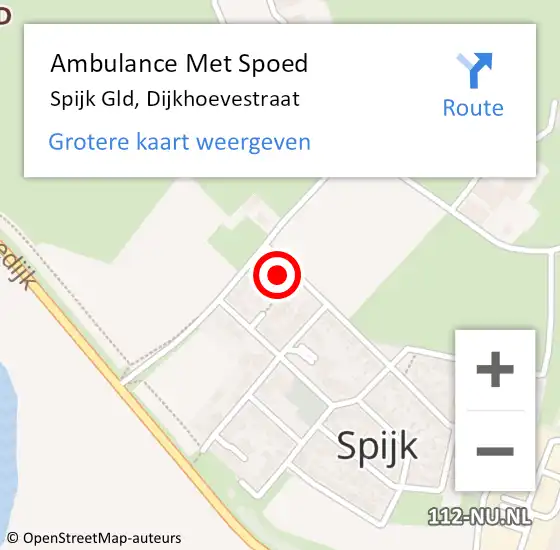 Locatie op kaart van de 112 melding: Ambulance Met Spoed Naar Spijk Gld, Dijkhoevestraat op 25 maart 2014 12:29