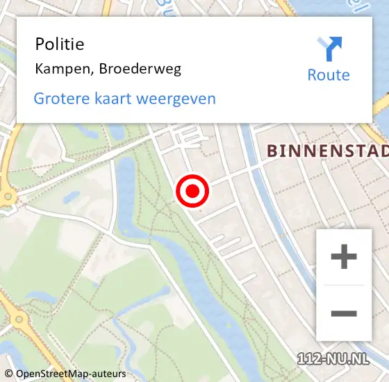 Locatie op kaart van de 112 melding: Politie Kampen, Broederweg op 5 maart 2019 10:04