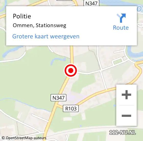 Locatie op kaart van de 112 melding: Politie Ommen, Stationsweg op 5 maart 2019 10:20