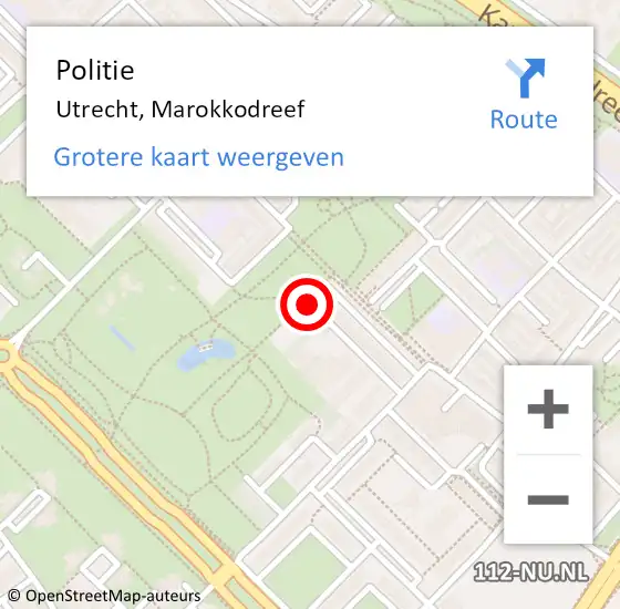 Locatie op kaart van de 112 melding: Politie Utrecht, Marokkodreef op 5 maart 2019 10:25
