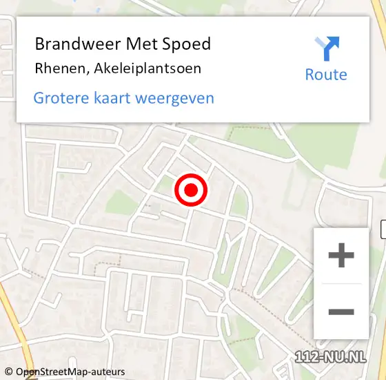 Locatie op kaart van de 112 melding: Brandweer Met Spoed Naar Rhenen, Akeleiplantsoen op 5 maart 2019 13:03