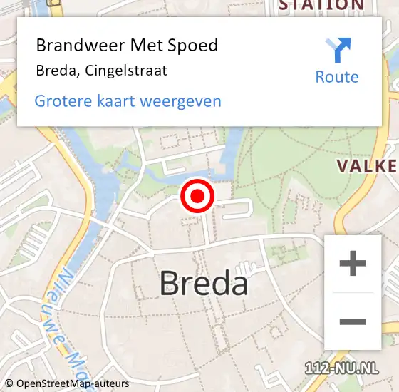 Locatie op kaart van de 112 melding: Brandweer Met Spoed Naar Breda, Kasteelplein op 5 maart 2019 13:25