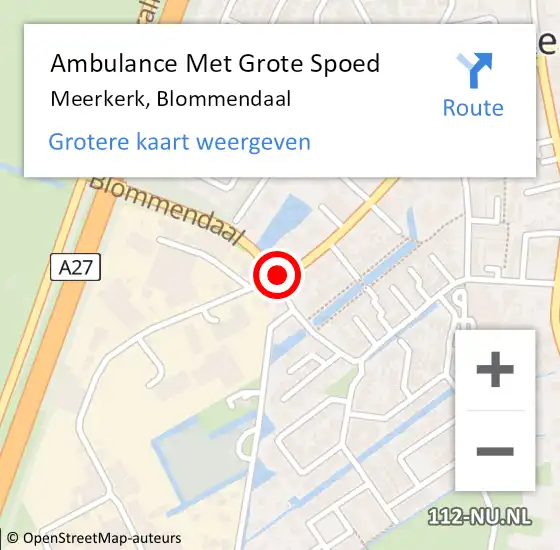 Locatie op kaart van de 112 melding: Ambulance Met Grote Spoed Naar Meerkerk, Blommendaal op 5 maart 2019 14:11