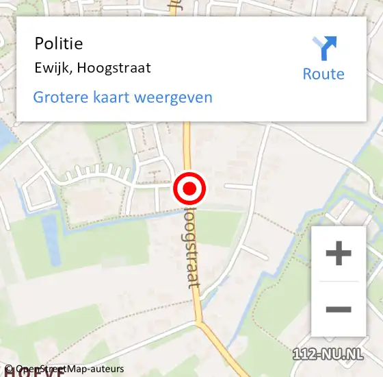 Locatie op kaart van de 112 melding: Politie Ewijk, Hoogstraat op 5 maart 2019 14:22