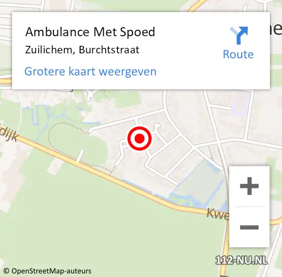 Locatie op kaart van de 112 melding: Ambulance Met Spoed Naar Zuilichem, Burchtstraat op 5 maart 2019 14:31