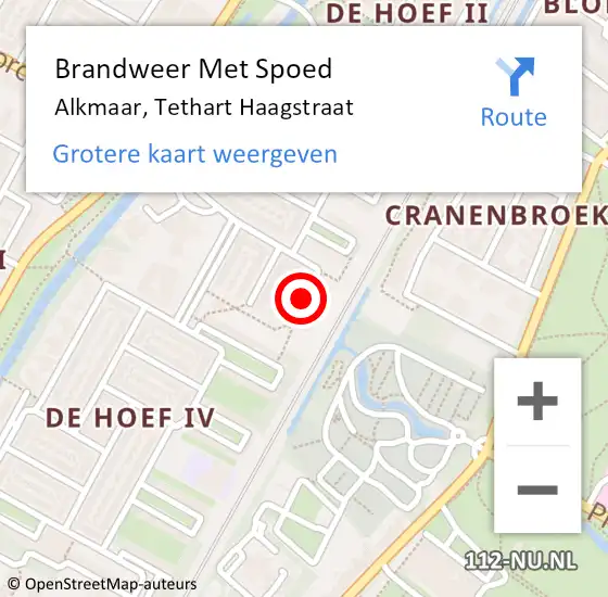 Locatie op kaart van de 112 melding: Brandweer Met Spoed Naar Alkmaar, Tethart Haagstraat op 5 maart 2019 14:54