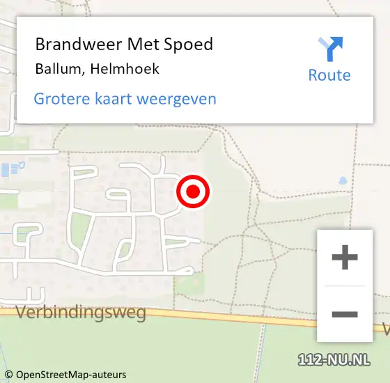 Locatie op kaart van de 112 melding: Brandweer Met Spoed Naar Ballum, Helmhoek op 25 maart 2014 13:09