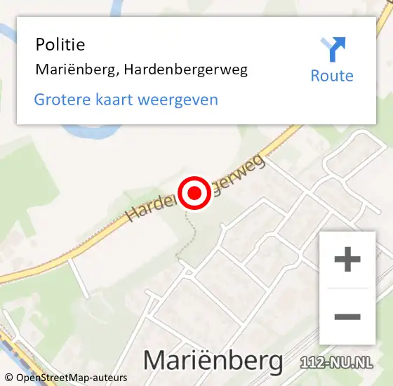 Locatie op kaart van de 112 melding: Politie Mariënberg, Hardenbergerweg op 5 maart 2019 16:04