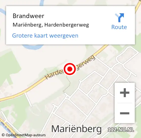 Locatie op kaart van de 112 melding: Brandweer Mariënberg, Hardenbergerweg op 5 maart 2019 16:07